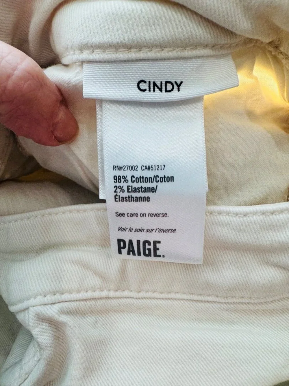 Paige Cindy Sandy Ecru Modern Fit Denim Jeans Pants W/ Zip detail Womens 30